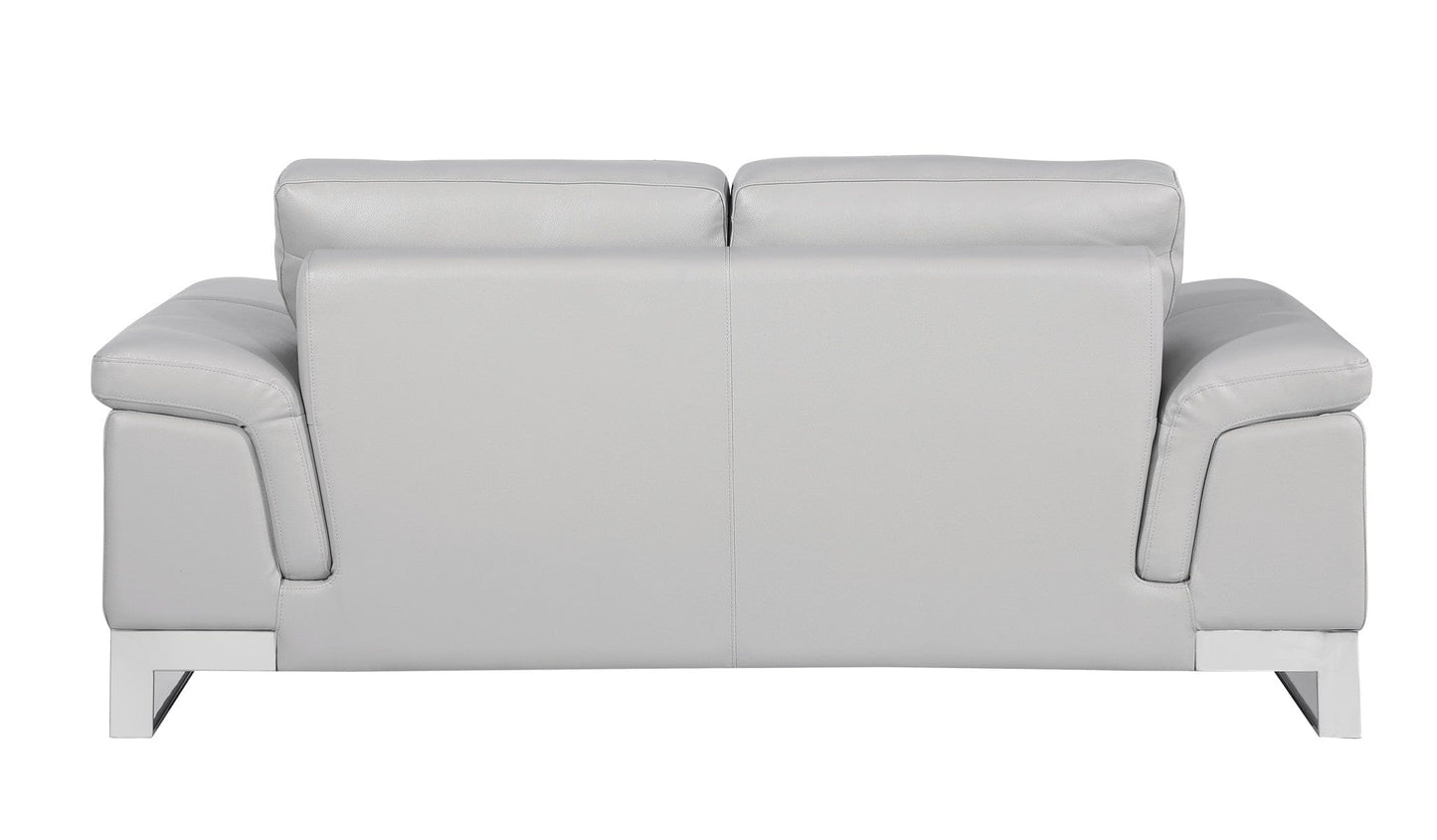 73" Light Gray And Silver Genuine Leather Loveseat - Homeroots - Flyclothing LLC