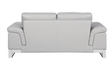 73" Light Gray And Silver Genuine Leather Loveseat - Homeroots - Flyclothing LLC