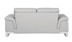 73" Light Gray And Silver Genuine Leather Loveseat - Homeroots