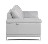 73" Light Gray And Silver Genuine Leather Loveseat - Homeroots - Flyclothing LLC