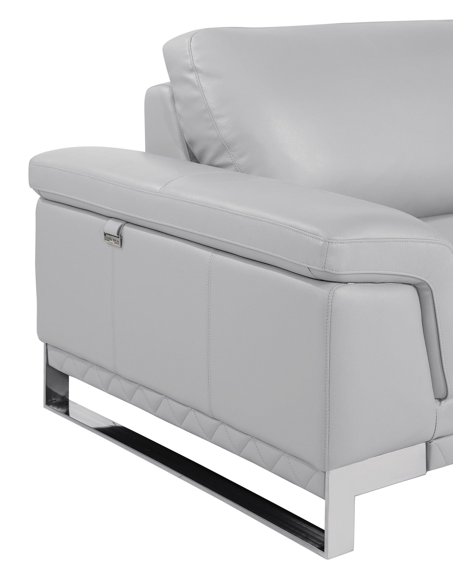 73" Light Gray And Silver Genuine Leather Loveseat - Homeroots - Flyclothing LLC