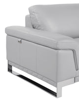 73" Light Gray And Silver Genuine Leather Loveseat - Homeroots - Flyclothing LLC