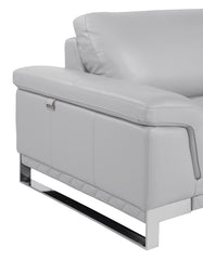 73" Light Gray And Silver Genuine Leather Loveseat - Homeroots