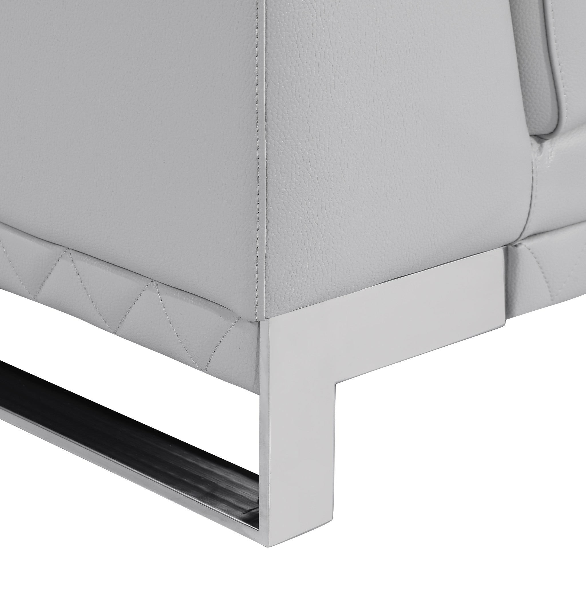 73" Light Gray And Silver Genuine Leather Loveseat - Homeroots - Flyclothing LLC
