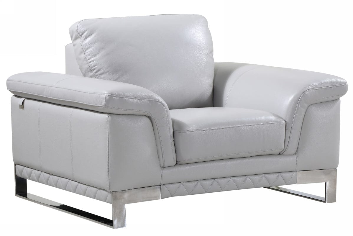 32" Grey Lovely Light Leather Chair - Homeroots - Flyclothing LLC