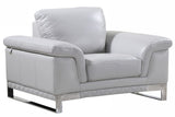 32" Grey Lovely Light Leather Chair - Homeroots - Flyclothing LLC