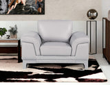 32" Grey Lovely Light Leather Chair - Homeroots - Flyclothing LLC