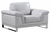 32" Grey Lovely Light Leather Chair - Homeroots