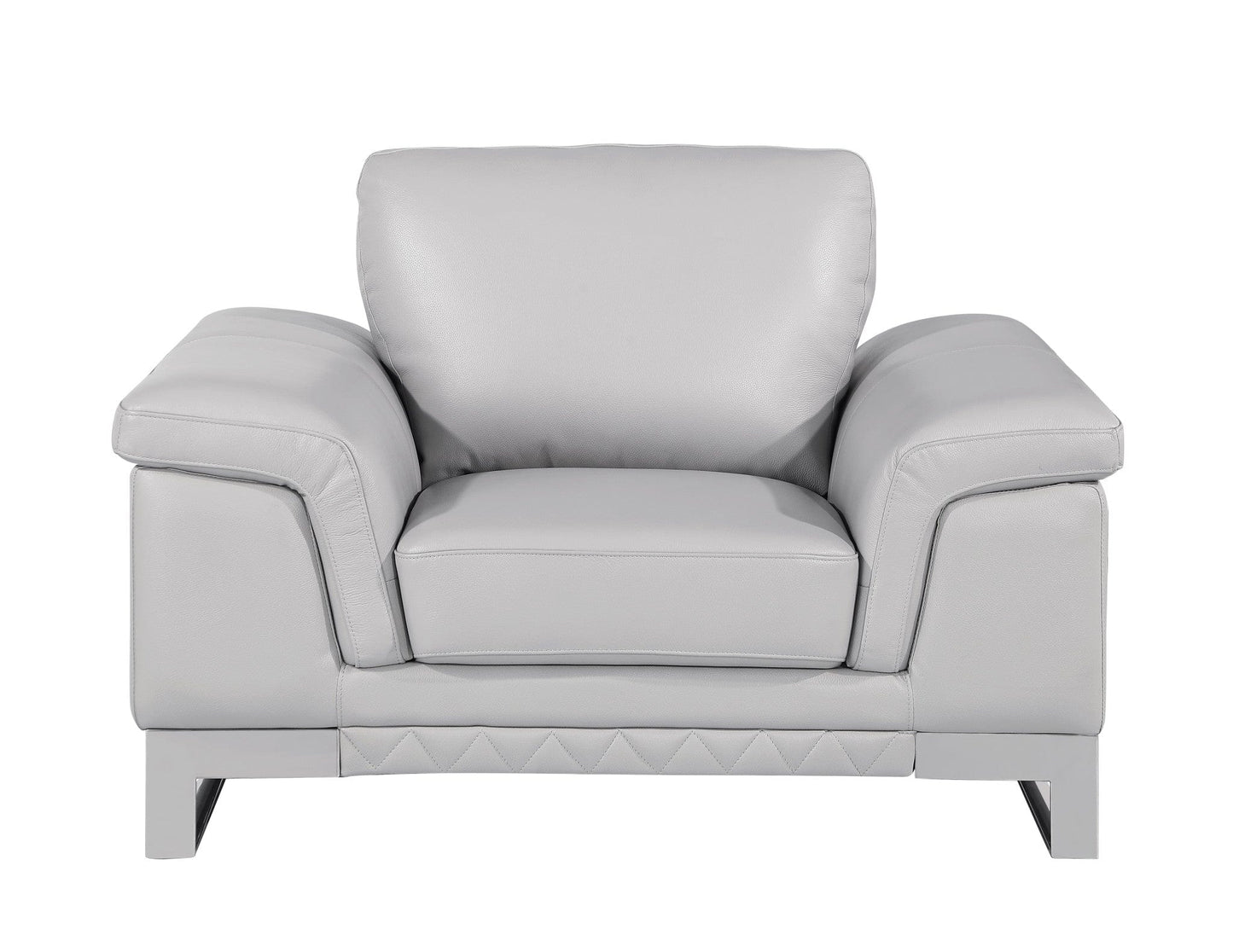 32" Grey Lovely Light Leather Chair - Homeroots - Flyclothing LLC
