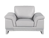 32" Grey Lovely Light Leather Chair - Homeroots - Flyclothing LLC