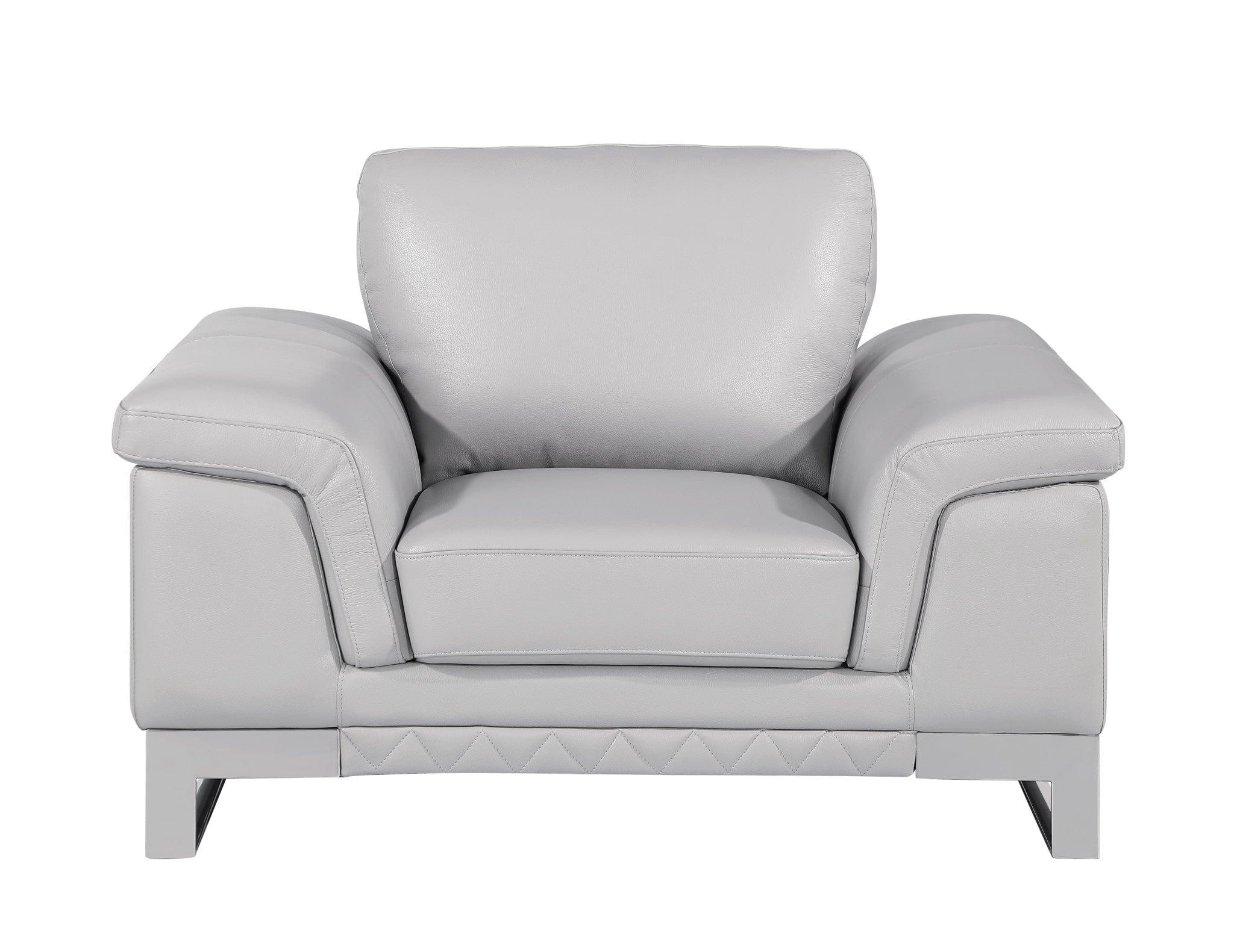 32" Grey Lovely Light Leather Chair - Homeroots - Flyclothing LLC