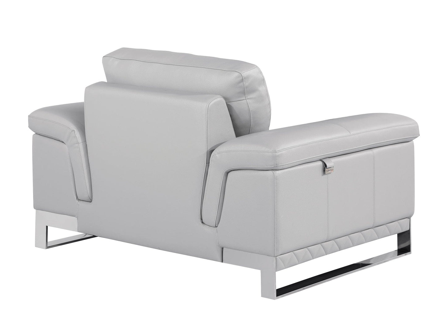 32" Grey Lovely Light Leather Chair - Homeroots - Flyclothing LLC