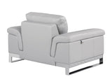 32" Grey Lovely Light Leather Chair - Homeroots - Flyclothing LLC