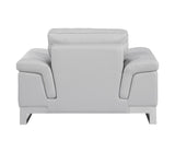 32" Grey Lovely Light Leather Chair - Homeroots - Flyclothing LLC