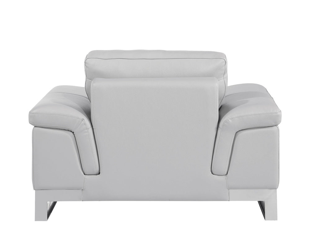 32" Grey Lovely Light Leather Chair - Homeroots