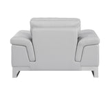 32" Grey Lovely Light Leather Chair - Homeroots
