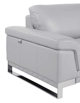 32" Grey Lovely Light Leather Chair - Homeroots - Flyclothing LLC