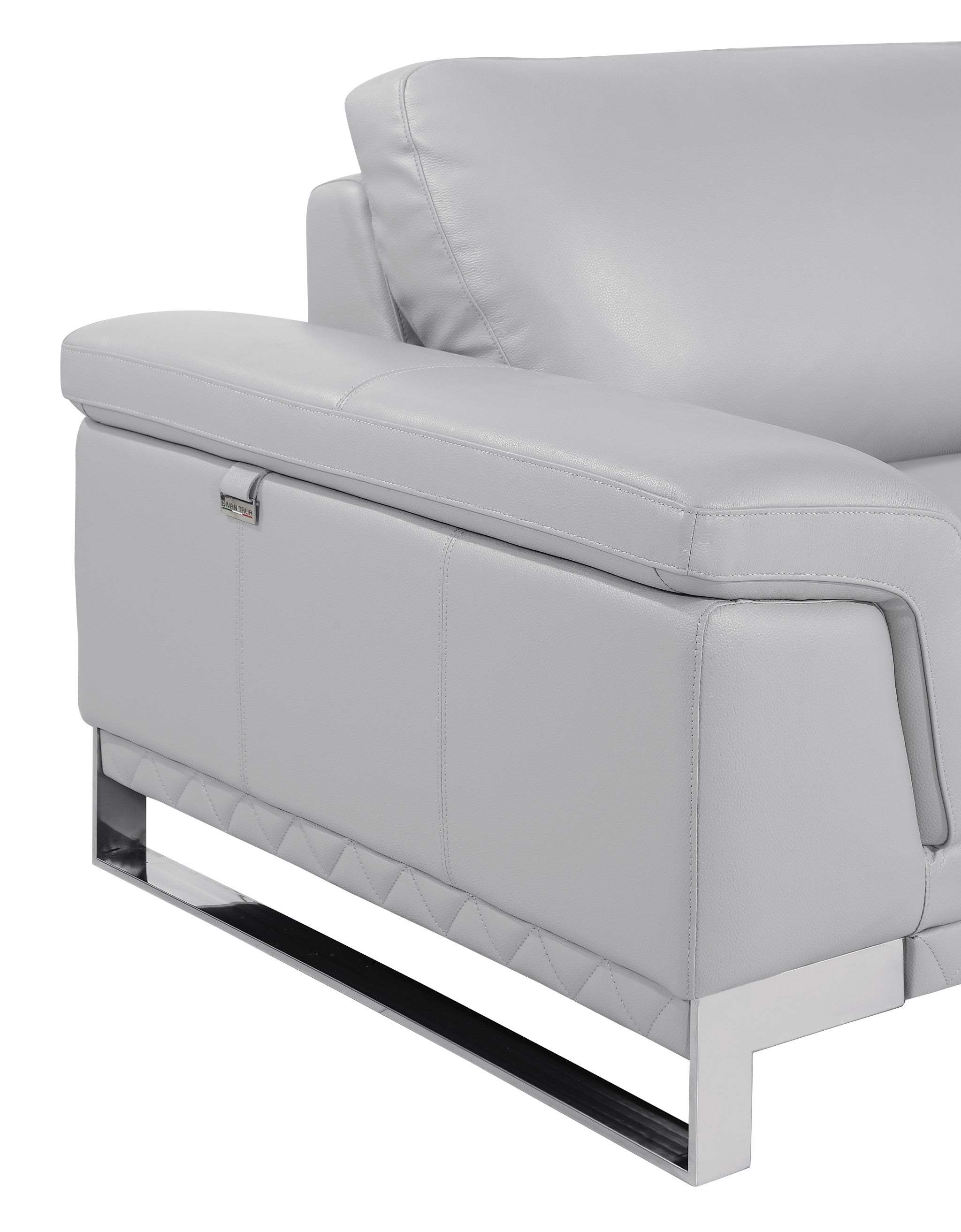32" Grey Lovely Light Leather Chair - Homeroots - Flyclothing LLC