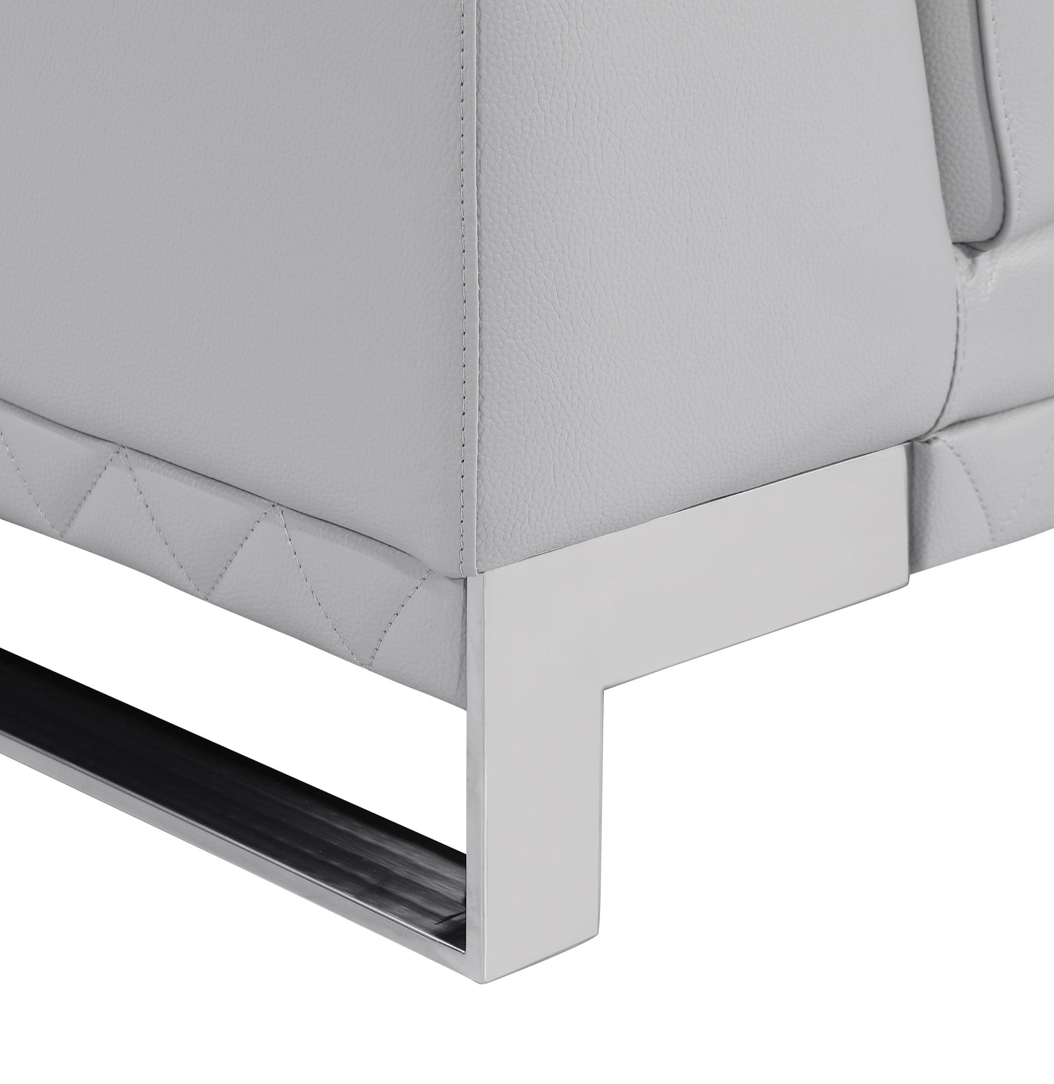 32" Grey Lovely Light Leather Chair - Homeroots - Flyclothing LLC