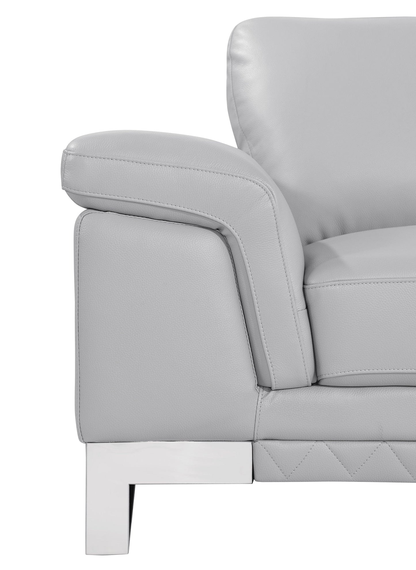 32" Grey Lovely Light Leather Chair - Homeroots - Flyclothing LLC