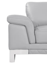 32" Grey Lovely Light Leather Chair - Homeroots - Flyclothing LLC