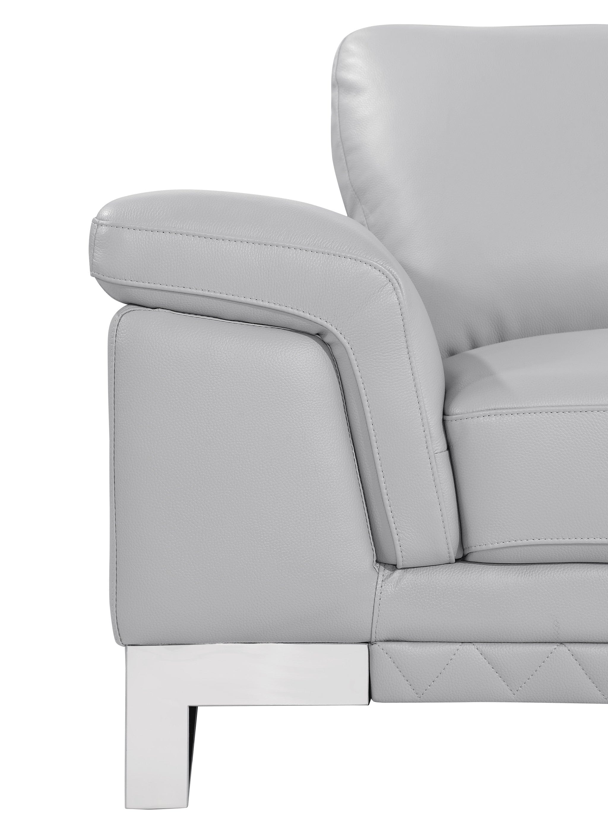 32" Grey Lovely Light Leather Chair - Homeroots - Flyclothing LLC