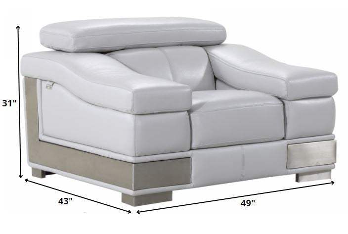 Three Piece Indoor Light Gray Italian Leather Six Person Seating Set - Homeroots - Flyclothing LLC