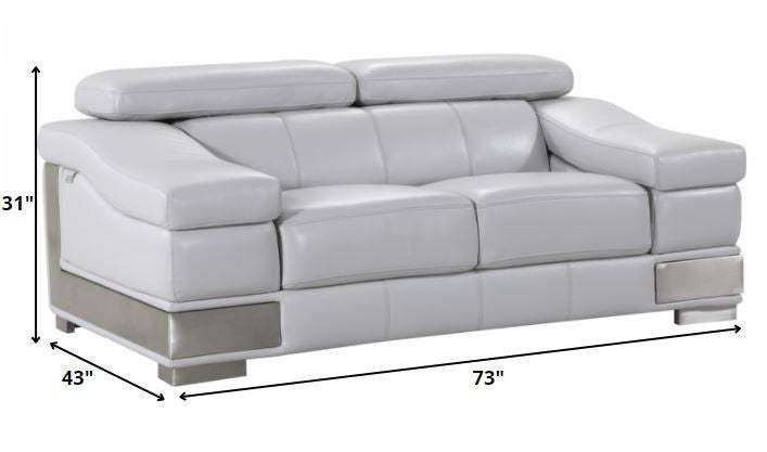 Three Piece Indoor Light Gray Italian Leather Six Person Seating Set - Homeroots - Flyclothing LLC