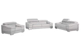 Three Piece Indoor Light Gray Italian Leather Six Person Seating Set - Homeroots - Flyclothing LLC