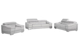 Three Piece Indoor Light Gray Italian Leather Six Person Seating Set - Homeroots