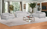 Three Piece Indoor Light Gray Italian Leather Six Person Seating Set - Homeroots - Flyclothing LLC