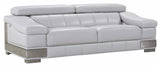 92" Light Gray Italian Leather Sofa With Silver Legs - Homeroots - Flyclothing LLC