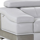 92" Light Gray Italian Leather Sofa With Silver Legs - Homeroots - Flyclothing LLC