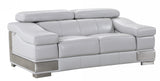 73" Light Gray And Silver Genuine Leather Love Seat - Homeroots