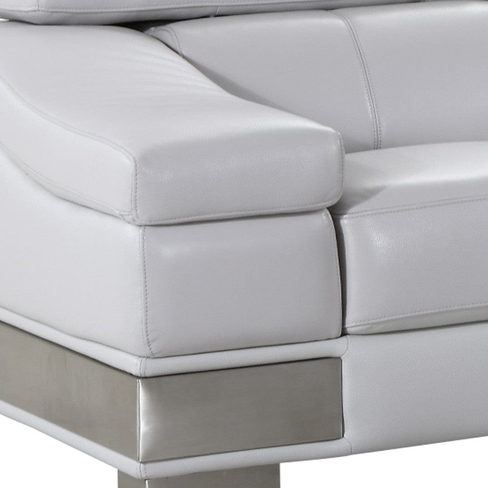 73" Light Gray And Silver Genuine Leather Love Seat - Homeroots - Flyclothing LLC