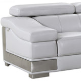 73" Light Gray And Silver Genuine Leather Love Seat - Homeroots