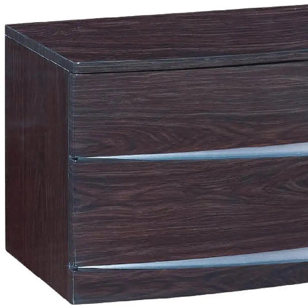 17" Dark Brown Two Drawers Manufactured Wood Mirrored Nightstand - Homeroots - Flyclothing LLC