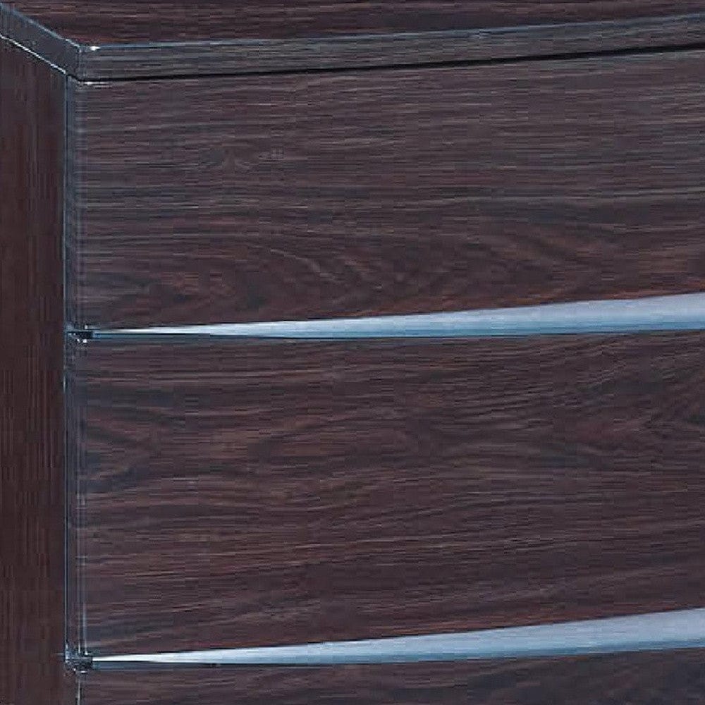 17" Dark Brown Two Drawers Manufactured Wood Mirrored Nightstand - Homeroots - Flyclothing LLC