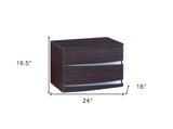 17" Dark Brown Two Drawers Manufactured Wood Mirrored Nightstand - Homeroots - Flyclothing LLC