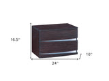 17" Dark Brown Two Drawers Manufactured Wood Mirrored Nightstand - Homeroots - Flyclothing LLC