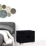 18" Black Two Drawers Metal Mirrored Nightstand - Homeroots