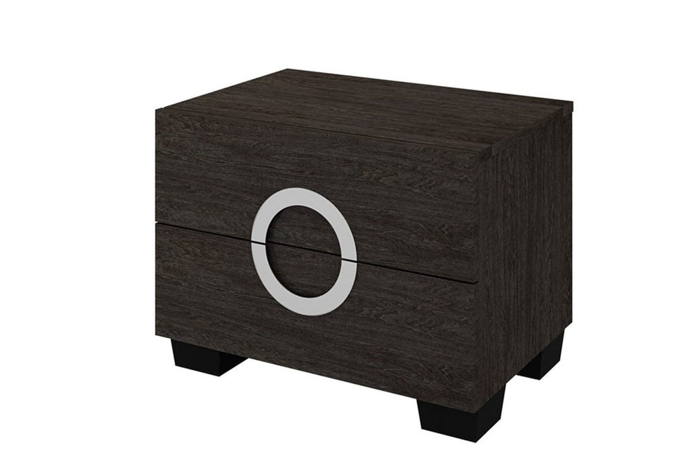 18" Dark Brown Two Drawers Manufactured Wood Mirrored Nightstand - Homeroots