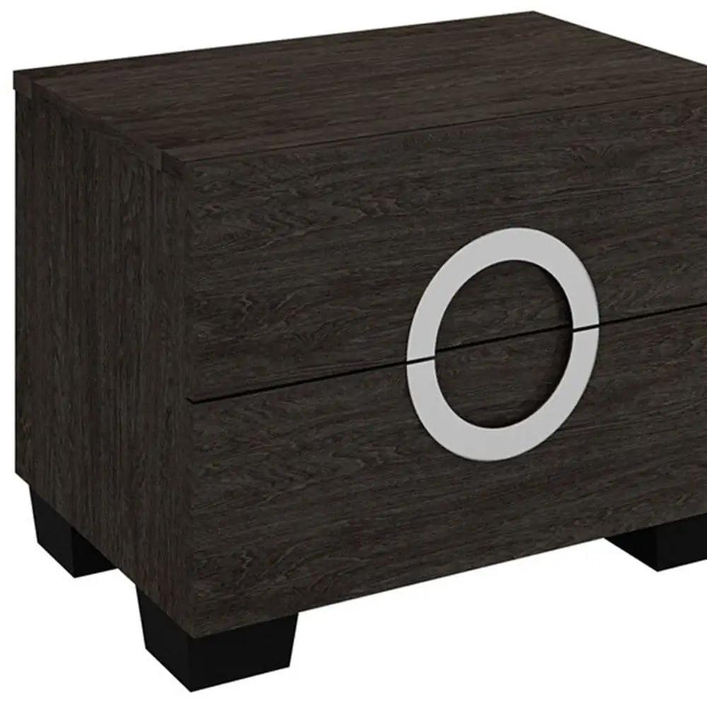18" Dark Brown Two Drawers Manufactured Wood Mirrored Nightstand - Homeroots - Flyclothing LLC