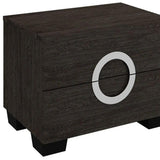 18" Dark Brown Two Drawers Manufactured Wood Mirrored Nightstand - Homeroots