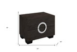 18" Dark Brown Two Drawers Manufactured Wood Mirrored Nightstand - Homeroots - Flyclothing LLC