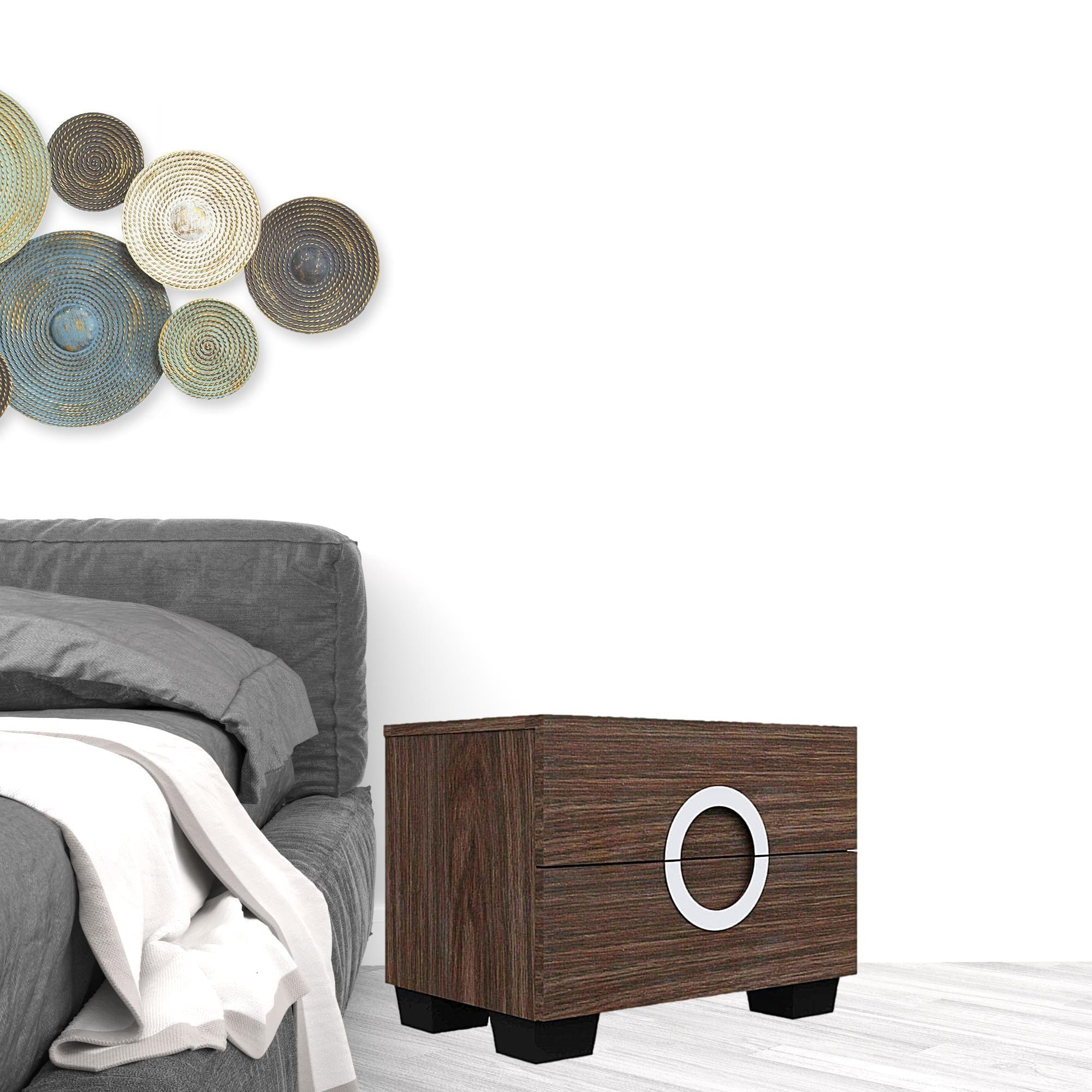 18" Brown Two Drawers Manufactured Wood Mirrored Nightstand - Homeroots - Flyclothing LLC