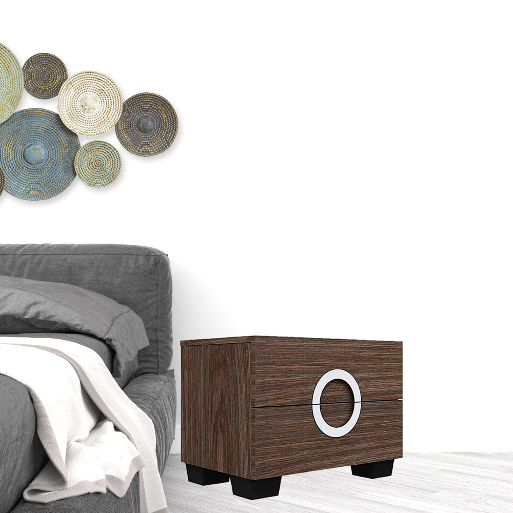 18" Brown Two Drawers Manufactured Wood Mirrored Nightstand - Homeroots - Flyclothing LLC