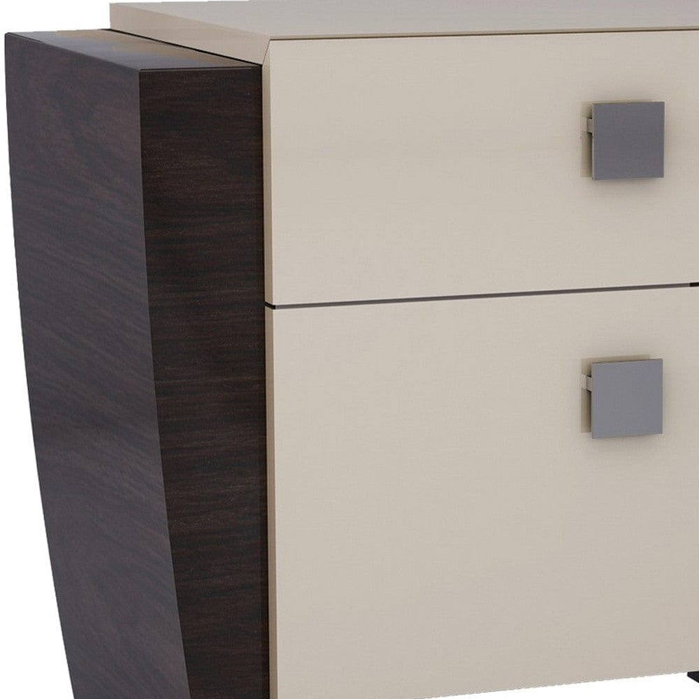 22" Refined Beige High Gloss Nightstand - Homeroots - Flyclothing LLC