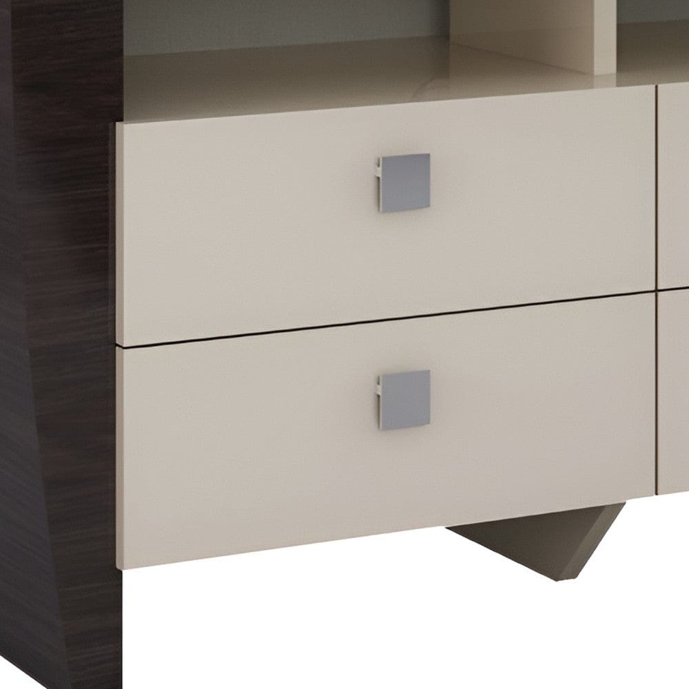 28" Refined Beige High Gloss Tv Entertainment Unit - Homeroots - Flyclothing LLC