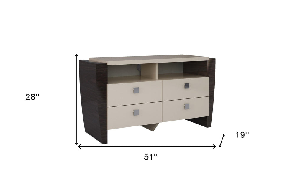 28" Refined Beige High Gloss Tv Entertainment Unit - Homeroots - Flyclothing LLC